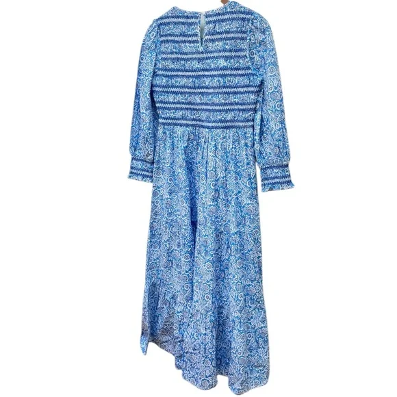 Tuckernuck Pink City Prints Isabel Ornate Sky Blue Smocked Midi Dress - Picture 11 of 16